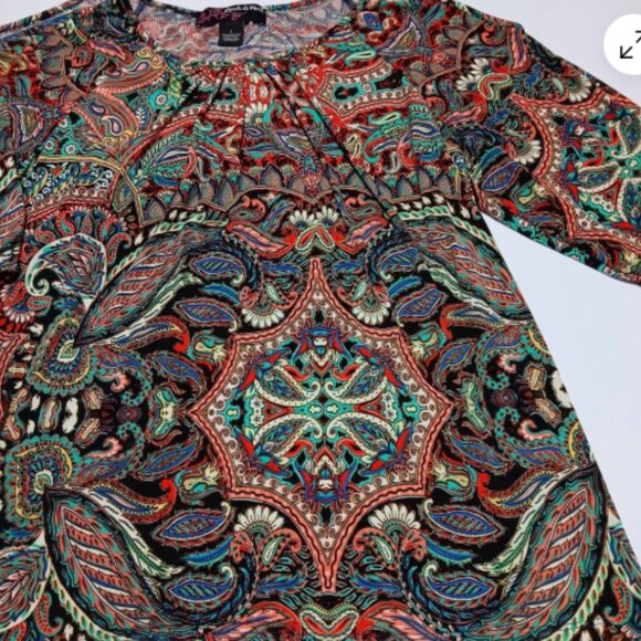 Peck & Peck Womens Large Blouse 3/4 Sleeve Stretchy Pullover Top Large D22 - Picture 10 of 11